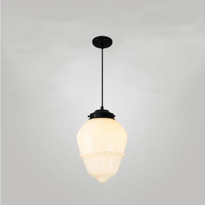 BrillLuma - Vintage Mælkehvidt Glas Geometrisk Krukke Vedhængslampe til Stilfuld Boligindretning